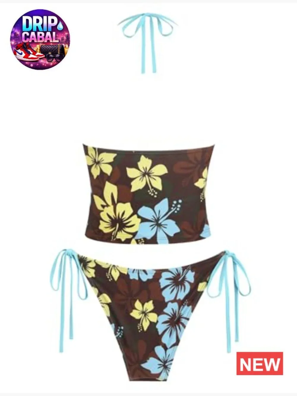 Tummy Control High Cut String Bottom Tankini Set with Removable Pads